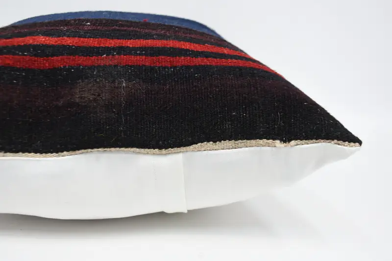 Turkish Pillow, Chair Pillow Case, Cushion, Ikat Pillow Case, Vintage Kilim Pillow, Kilim Pillow Cover, 20x28 Blue Pillow - 5