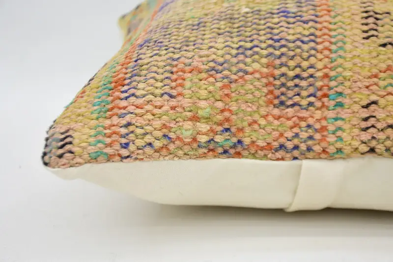 Boho Pillow Sham Cover, Interior Designer Pillow, Throw Kilim Pillow, Neutral Throw Pillow Case, Pillow Cover, 16x16 Orange Cushion - 5
