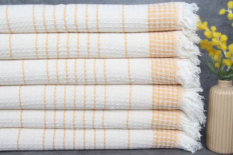 Turkish Tea Towel, Wedding Anniversary Gift, Monogram Kitchen Towel, Bachelorette Favor, Turkish Towel Hand Towel, 40x20 Cotton Waffle Towel - 1