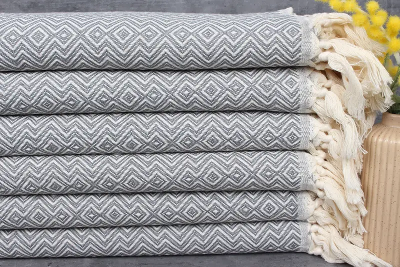Dark Gray Diamond Organic Turkish Bath Towel, 38x71 Inches