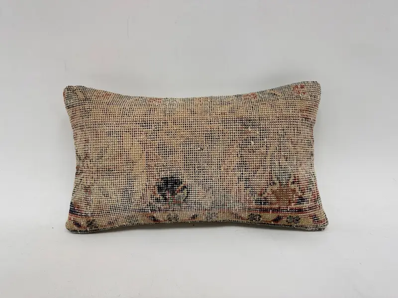 Aztec Pillow Case, Vintage -Kilim -Kissen, türkische Teppichkissen, 12x20 Blue Pillow Hülle, Innenarchitektin Kissen, Kissen, ethnischer Kilimteppichkissen Kissen - 1