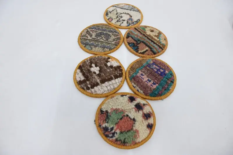 Bohemian Beige & Bronze Round Coaster, Ethnic Non-Slip Coaster