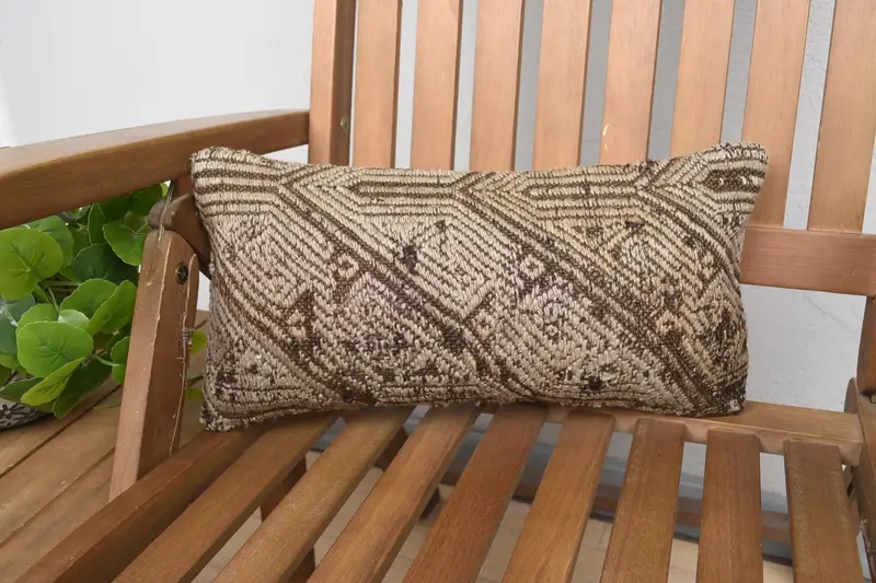 Vintage Pillow Case, Moroccan 20x40 cm DesignerBeige Cushion - 1