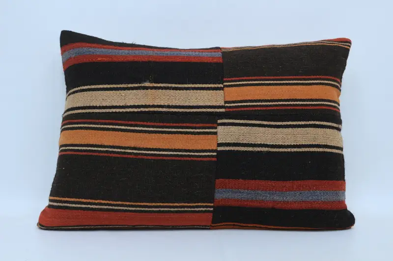 Kilim Cushion Sham, Vintage Kilim Throw Pillow, Pillow for Couch, Cushion Case, Neutral Throw Pillow Sham, 20x28 Brown Pillow Cover - 1
