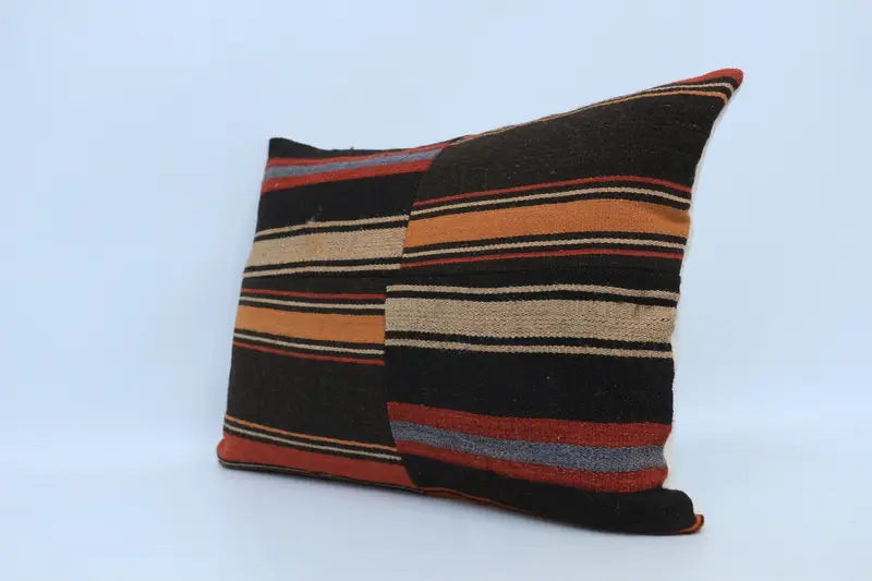 Kilim Cushion Sham, Vintage Kilim Throw Pillow, Pillow for Couch, Cushion Case, Neutral Throw Pillow Sham, 20x28 Brown Pillow Cover - 4