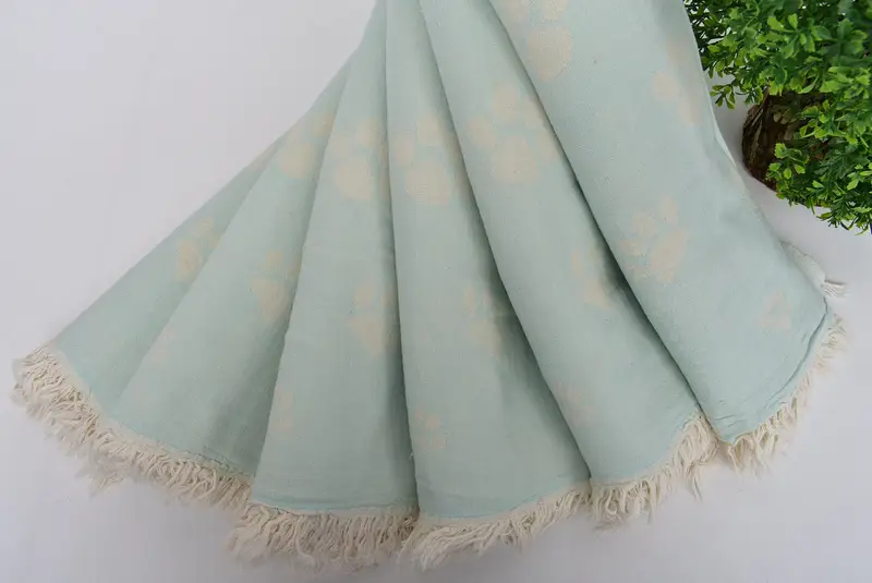 Turkish beach towel with fringe, Quick-dry towel, 70x36 Cotton Paw Design Towel, Organic Beach Towel, Bachelorette Gifts, Handmade Gift, Peshtemal - 4