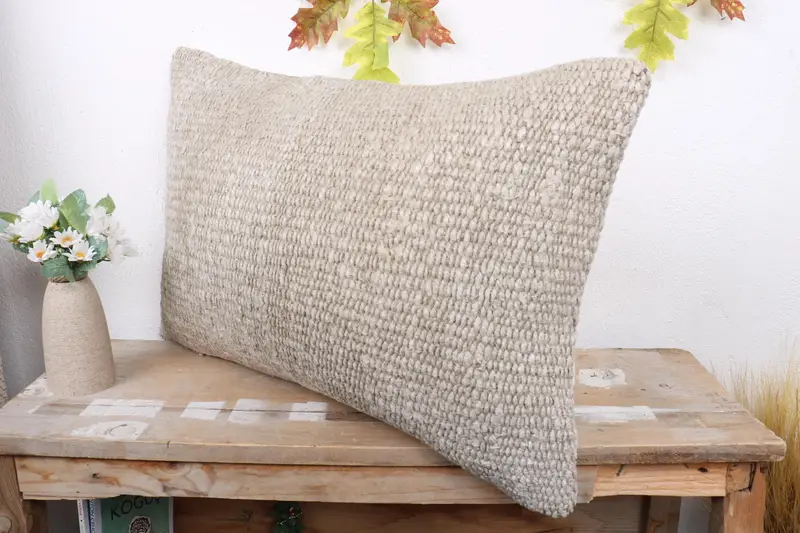 Hediye yastığı, desen atma yastığı, 16x24 bej yastık kapağı, boho yastık sham kapağı, vintage Kilim yastığı, yastık sham, veranda yastık sham - 4