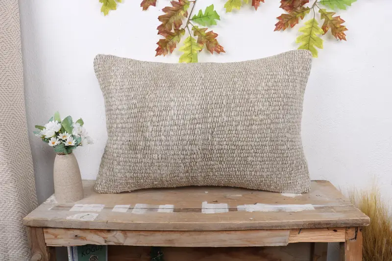 Hediye yastığı, desen atma yastığı, 16x24 bej yastık kapağı, boho yastık sham kapağı, vintage Kilim yastığı, yastık sham, veranda yastık sham - 1
