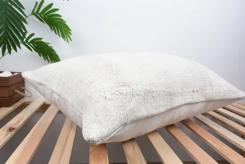 Cushion Case, Kilim Pillow, Authentic Pillow, Meditation Pillow Case, Boho Pillow, Antique Pillows, Ethnic Cushion, 20x28 White Cushion Cover - 6