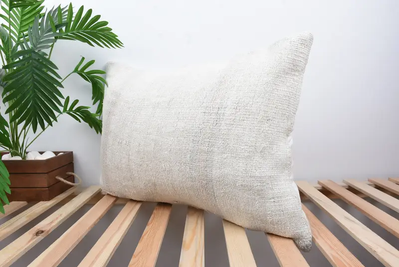 Cushion Case, Kilim Pillow, Authentic Pillow, Meditation Pillow Case, Boho Pillow, Antique Pillows, Ethnic Cushion, 20x28 White Cushion Cover - 5