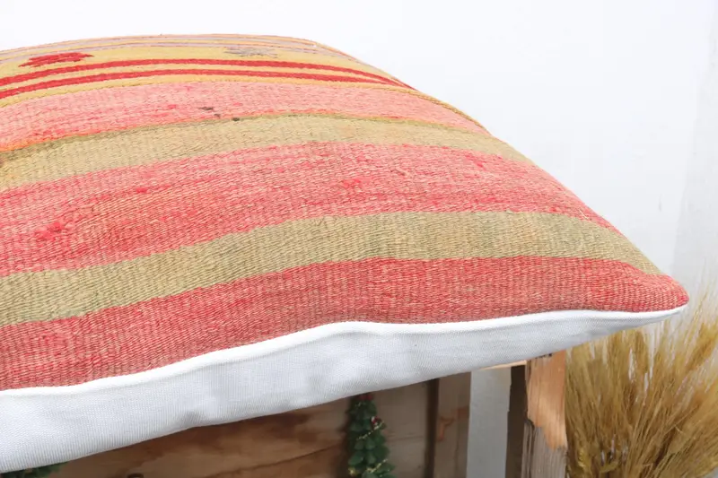 Farmhouse Cushion, Turkish Kilim Pillow, Pillow, Antique Pillows, Ethnical Kilim Rug Pillow, Colorful Pillow Case, 24x24 Beige Pillow Sham - 6