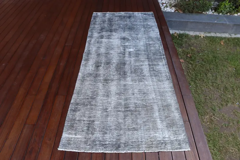 3.1x7.2 ft Turkish Oushak Rug, Vintage Rug, Gray Ombré Wool Rug - 1