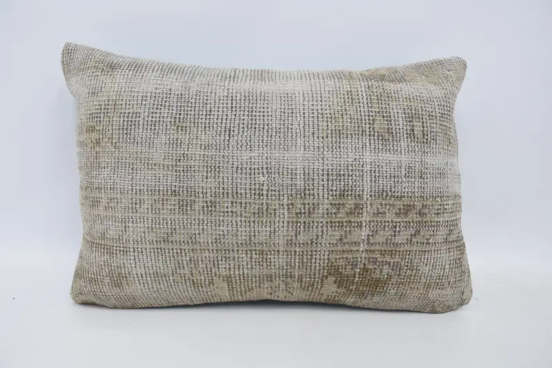 Patio Cushion Case, Turkish Corner Pillow Sham, Pillow Case, Gift Pillow, 16x24 Beige Cushion Case, Pillow for Sofa, Kilim Pillow Cover - 1