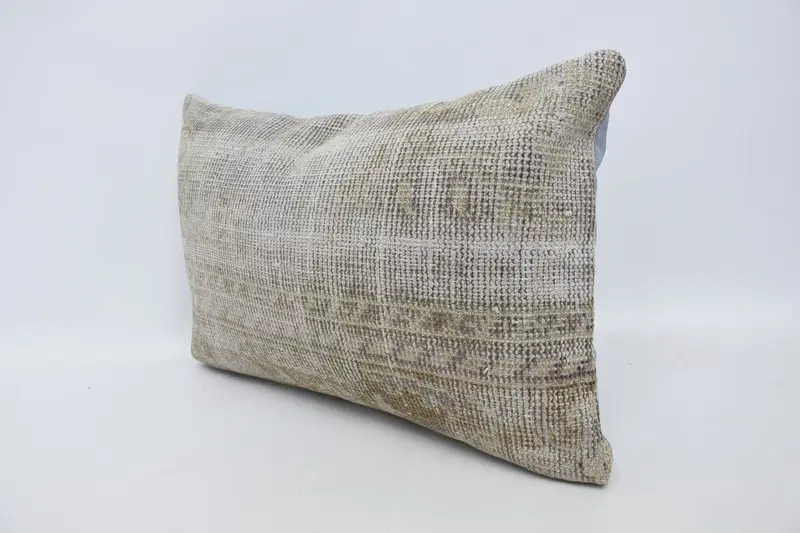 Patio Cushion Case, Turkish Corner Pillow Sham, Pillow Case, Gift Pillow, 16x24 Beige Cushion Case, Pillow for Sofa, Kilim Pillow Cover - 4