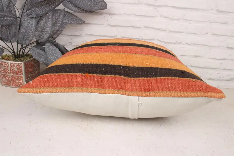 Pillow for Couch, Toss Cushion Cover, 20x20 Orange Pillow Cover, Cushion Cover, Throw Kilim Pillow, Home Decor Pillow, Bolster Throw Pillow - 5