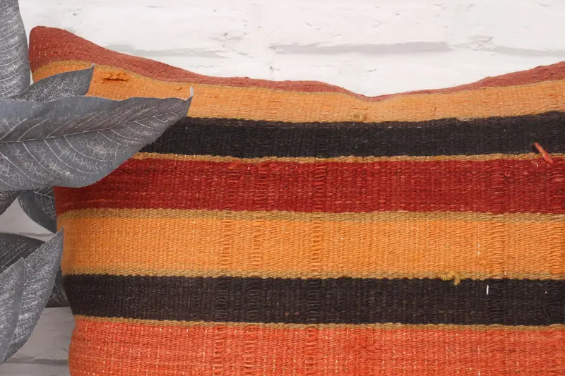 Pillow for Couch, Toss Cushion Cover, 20x20 Orange Pillow Cover, Cushion Cover, Throw Kilim Pillow, Home Decor Pillow, Bolster Throw Pillow - 2
