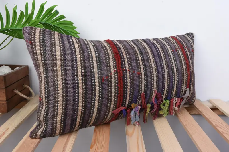 Boho Pillow, Sofa Cushion Cover, Handmade Throw Pillow, Pillow Sham, Interior Designer Pillow, Gift Pillow, 12x24 Blue Cushion, Bed Cushion Case - 5
