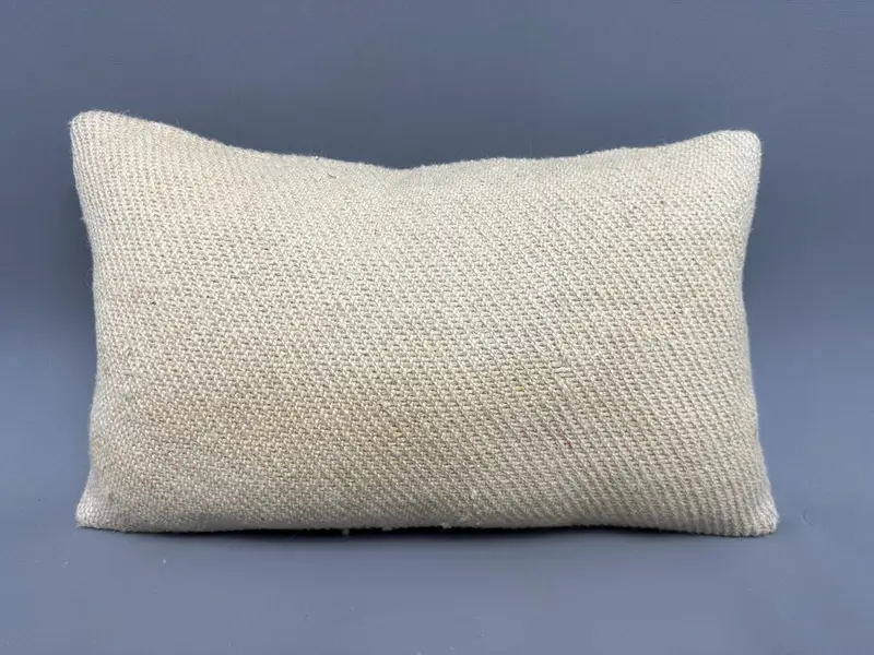 Accent Cushion Cover, Knitted Pillow Sham, Cushion Cover, Antique Pillows, Pillow for Couch, 12x20 Beige Pillow, Boho Pillow Sham Cover - 4