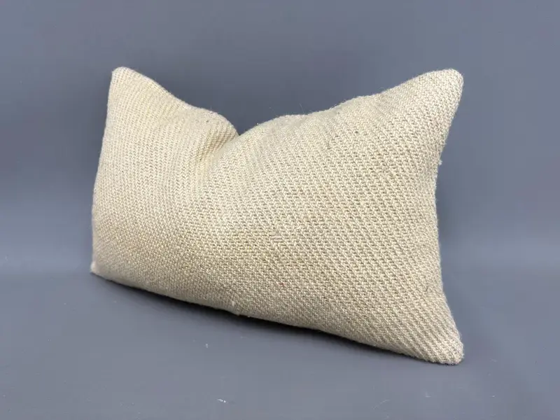 Accent Cushion Cover, Knitted Pillow Sham, Cushion Cover, Antique Pillows, Pillow for Couch, 12x20 Beige Pillow, Boho Pillow Sham Cover - 3