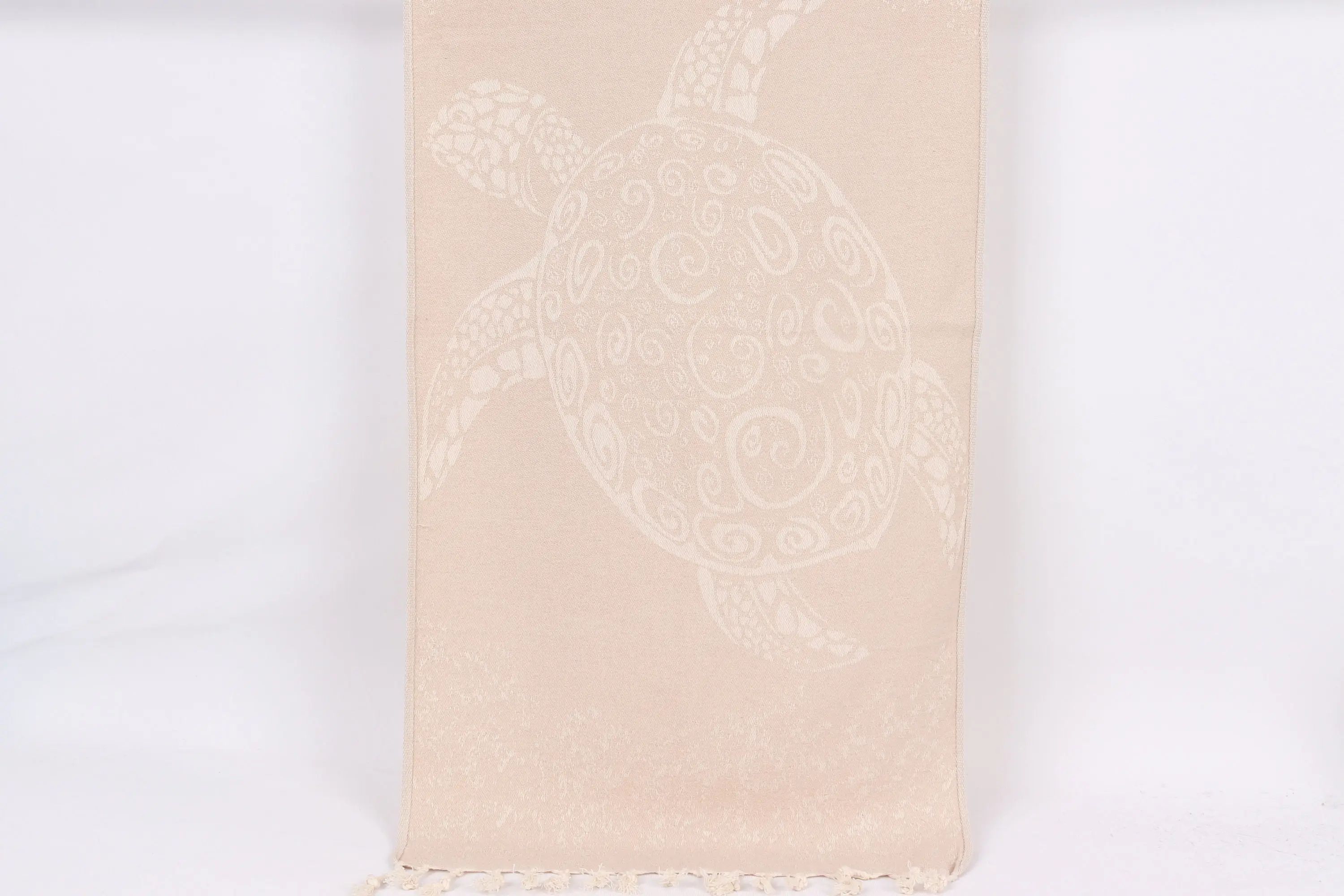 Personalized Cotton Hand Towel Light Beige Carretta Patterned, 18x36 Inches - 1
