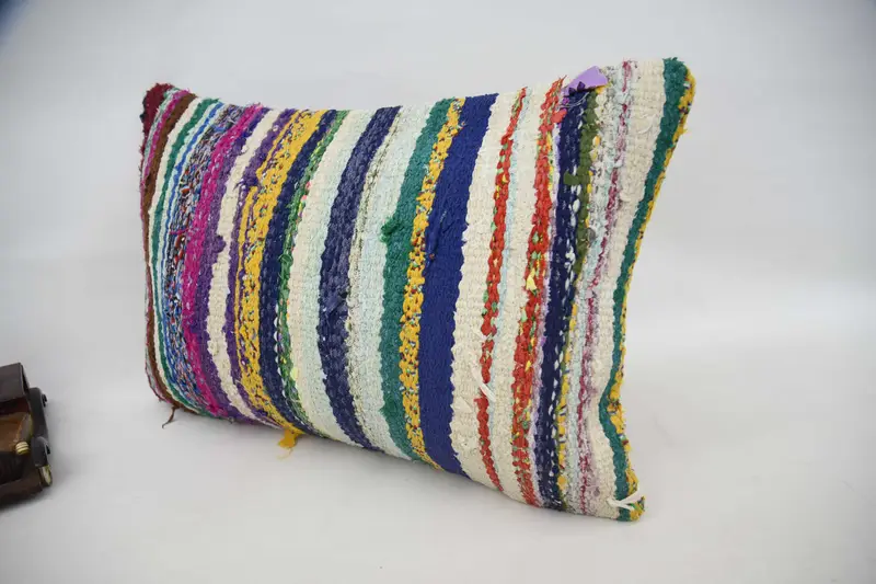 Bolster Throw Cushion Cover, Vintage Kilim Throw Pillow, Cushion Cover, Kilim Pillow, 16x24 Pink Cushion Cover, Sustainable Pillow Sham, Boho Pillow - 6