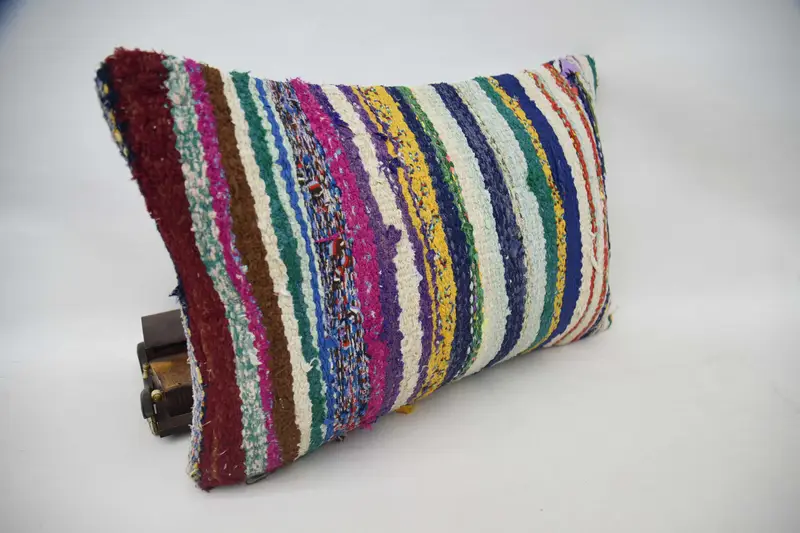 Bolster Throw Cushion Cover, Vintage Kilim Throw Pillow, Cushion Cover, Kilim Pillow, 16x24 Pink Cushion Cover, Sustainable Pillow Sham, Boho Pillow - 3