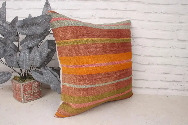 Pillow, Pillow for Sofa, Vintage Pillow, Patio Pillow Case, Cozy Throw Cushion Cover, 20x20 Orange Cushion Cover, Boho Pillow, Custom Pillow Cover - 3