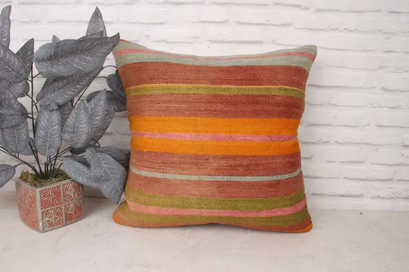 Pillow, Pillow for Sofa, Vintage Pillow, Patio Pillow Case, Cozy Throw Cushion Cover, 20x20 Orange Cushion Cover, Boho Pillow, Custom Pillow Cover - 1