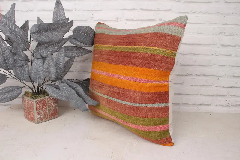 Pillow, Pillow for Sofa, Vintage Pillow, Patio Pillow Case, Cozy Throw Cushion Cover, 20x20 Orange Cushion Cover, Boho Pillow, Custom Pillow Cover - 4