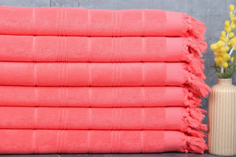 Monogrammed Kitchen Towel Turkish Organic Cotton Vermilion, 18x40 Inches