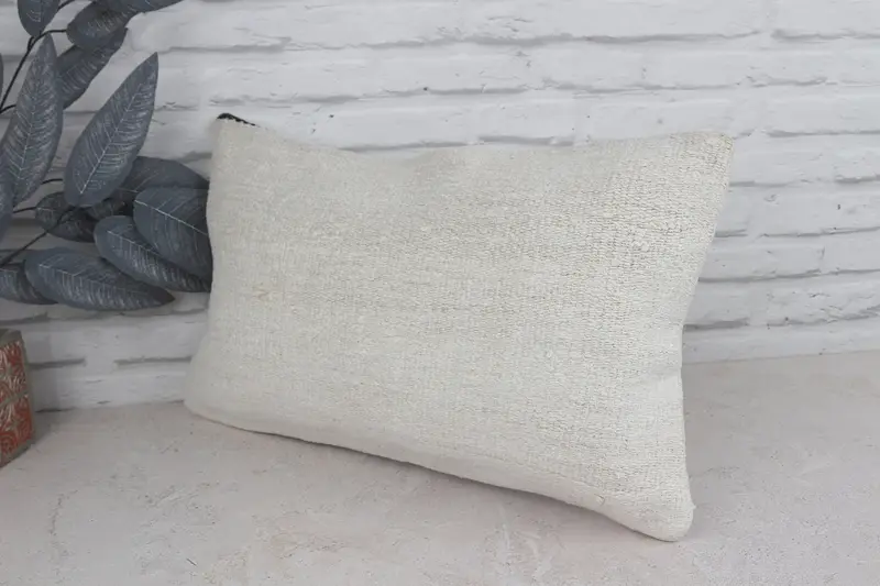 Patio Pillow Case, Vintage Kilim Pillow, Pillow Case, Turkish Kilim Pillow, Kilim Pillow Cover, 12x20 White Cushion Cover - 4