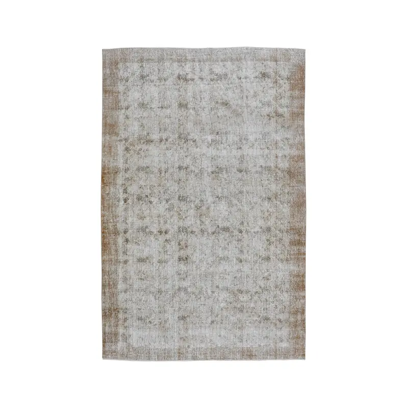 Vintage 6.4x9.9 ft Rug, Oushak Turkish Rug, Gray Abstract Rug Wool - 1