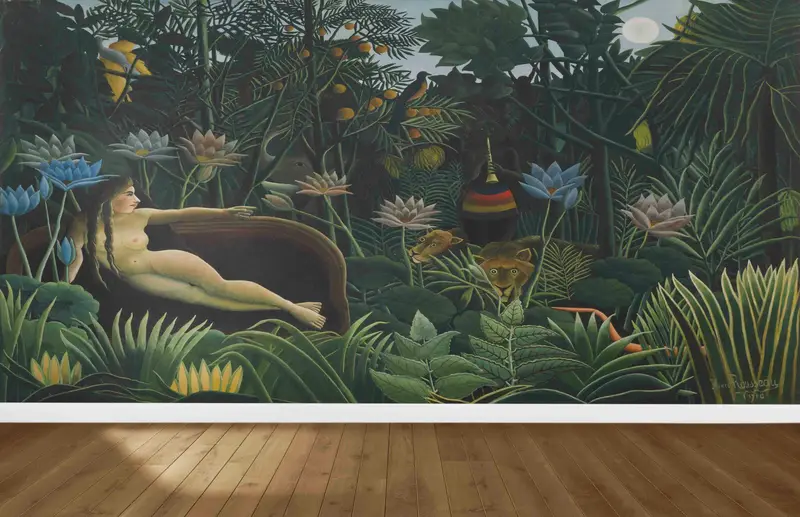 Henri Rousseau Botanical Floral Woman Printed Wallpaper - Elegant Decor