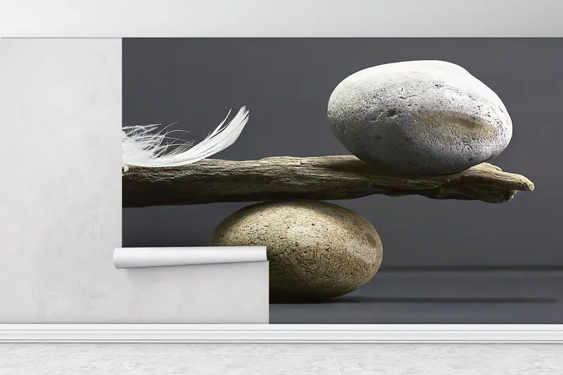 Balance of Stone and Feather, Paper Wall Art, Modern Wall Paper, Wall Paper Peel and Stick, Balance of Stone and Feather Wall Print, - 7