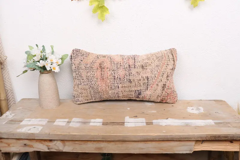 Antique Pillows, Pillow for Sofa, Yoga Pillow, Pillow Sham, 8x16 Blue Pillow Sham, Vintage Kilim Pillow, Office Chair Cushion Cover - 1