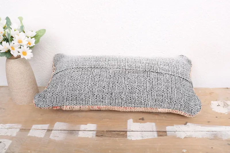 Antique Pillows, Pillow for Sofa, Yoga Pillow, Pillow Sham, 8x16 Blue Pillow Sham, Vintage Kilim Pillow, Office Chair Cushion Cover - 7