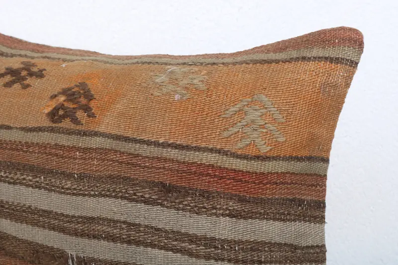Yoga Pillow Case, Vintage Kilim Throw Pillow, Pillow, Pillow for Couch, Boho Pillow, 12x20 Brown Pillow Cover, Bolster Throw Cushion Cover - 5
