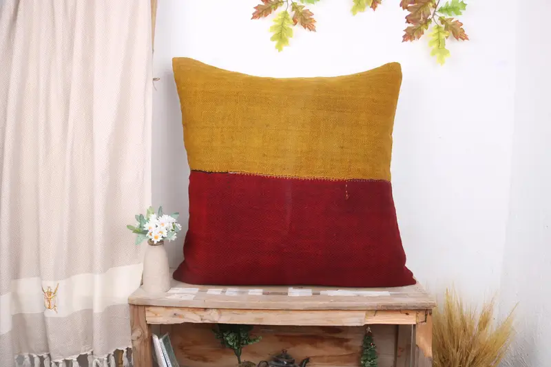 Vintage Kilim Throw Pillow, 28x28 Red Pillow Case, Pillow Sham, Boho Pillow, Kilim Pillow, Morroccon Kilim Cushion Cushion Case - 1