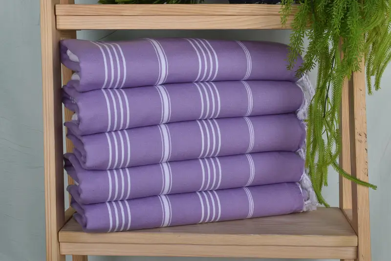 40x71 Inch Lilac Striped Turkish Bath Towel, Organic Cotton, Personalized