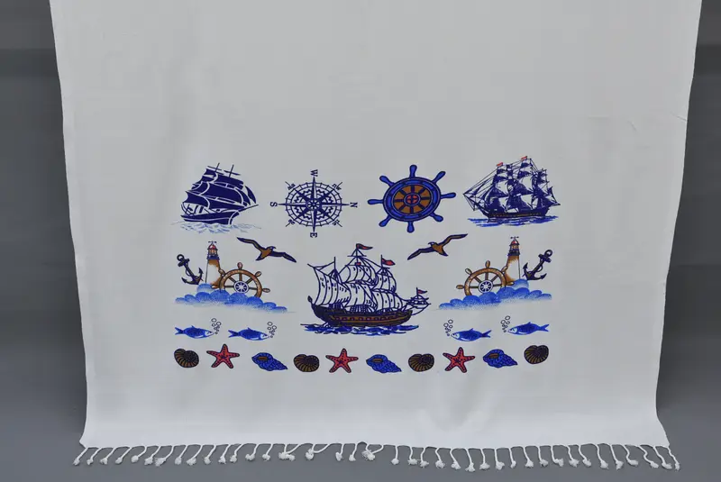 Bachelor Gifts, Turkish Towel Bulk, Home Gift, Personalized Towel Gift, Travel towel, 70x40 Cotton Ship Patterned Towel, Quick-Dry Beach Towel - 1
