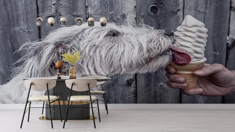 Paper Wall Art, Cute Dog Wall Poster, Modern Wall Paper, Custom Wall Paper, Cute Dog Wall Paper, Dog Ice Cream Wall Painting, - 10