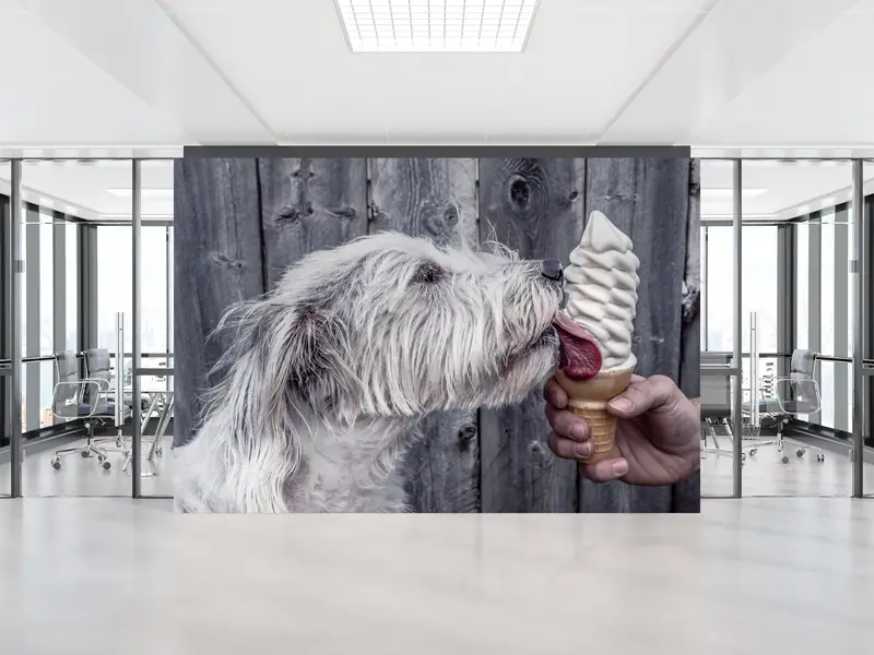 Paper Wall Art, Cute Dog Wall Poster, Modern Wall Paper, Custom Wall Paper, Cute Dog Wall Paper, Dog Ice Cream Wall Painting, - 8