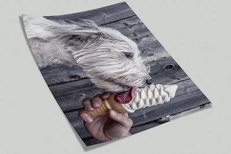 Paper Wall Art, Cute Dog Wall Poster, Modern Wall Paper, Custom Wall Paper, Cute Dog Wall Paper, Dog Ice Cream Wall Painting, - 4