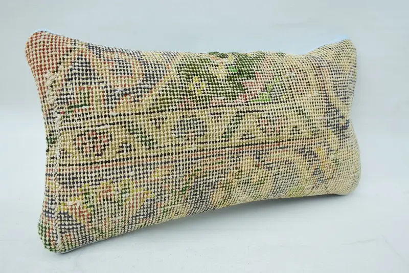 Toss Cushion Case, Handmade Kilim Cushion, Vintage Kilim Pillow, 8x16 Beige Pillow Sham, Home Decor Pillow, Cushion, Pattern Throw Cushion Case - 2