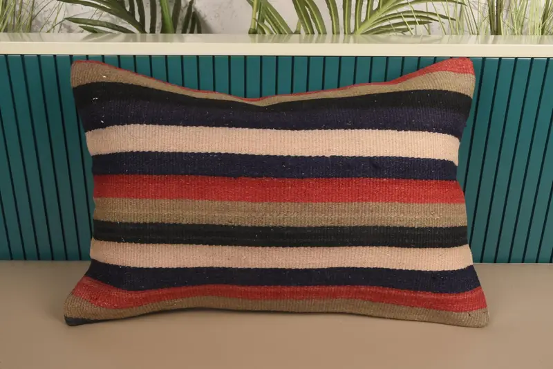 Turkish Red Home Decor Pillow Cover, Striped Gift 16x24 inch Euro Sham - 1