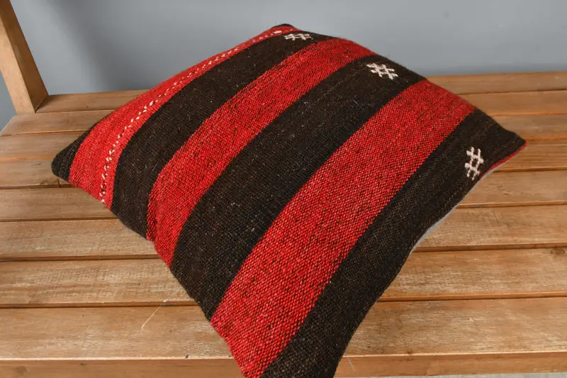 Home Decor Pillow, Boho Pillow, Cushion Cover, Throw Kilim Pillow, 16x16 Red Pillow Cover, Square Throw Cushion Cover, Toss Pillow Case - 2