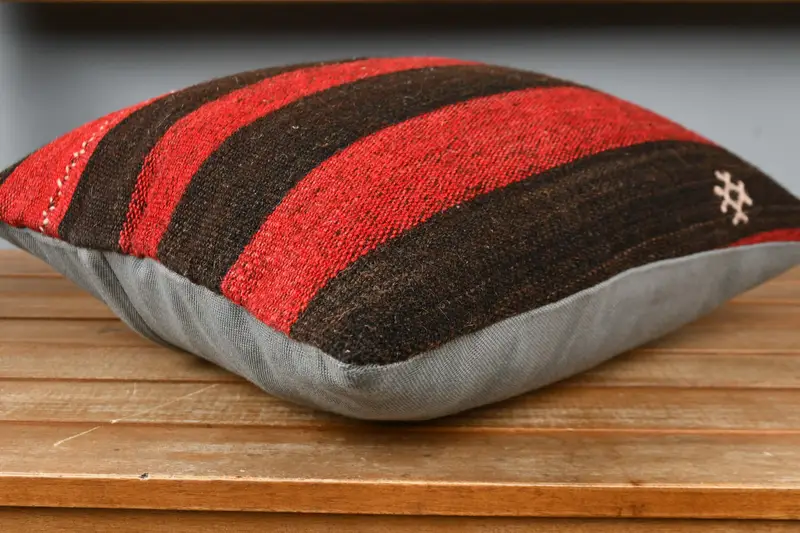 Home Decor Pillow, Boho Pillow, Cushion Cover, Throw Kilim Pillow, 16x16 Red Pillow Cover, Square Throw Cushion Cover, Toss Pillow Case - 3