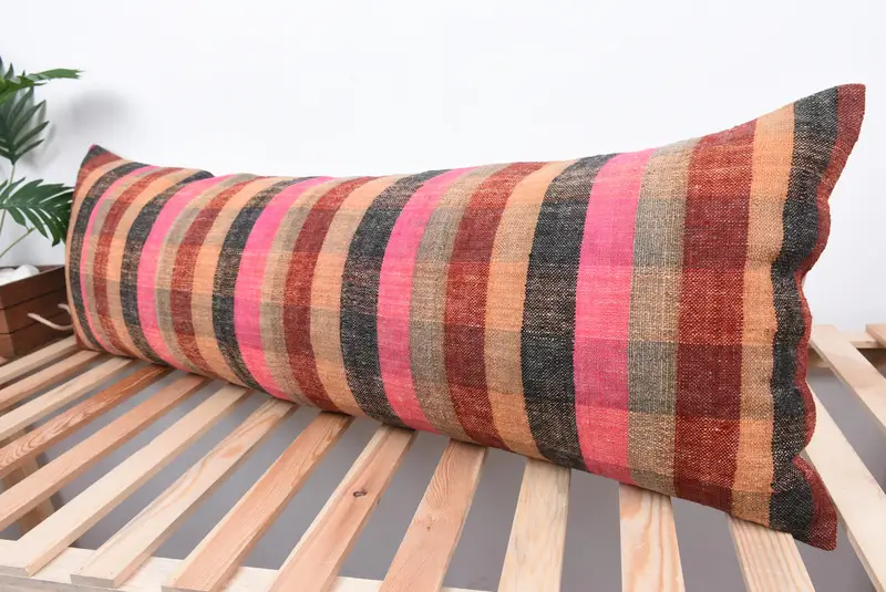 Interior Designer Pillow, 16x48 Pink Cushion Case, Armchair Cushion, Sofa Bolster Cushion Case, Boho Pillow, Kilim Pillow Cover, Cushion Cover - 5