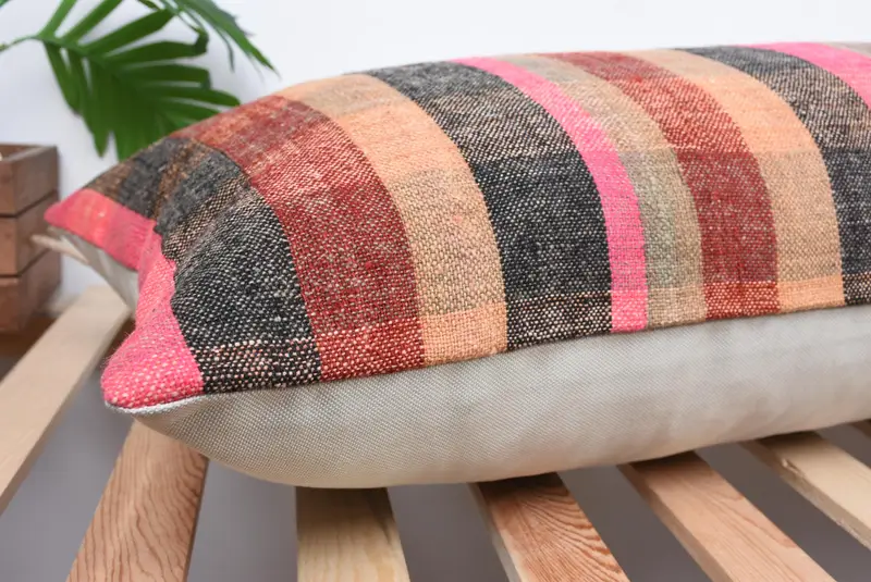 Interior Designer Pillow, 16x48 Pink Cushion Case, Armchair Cushion, Sofa Bolster Cushion Case, Boho Pillow, Kilim Pillow Cover, Cushion Cover - 6