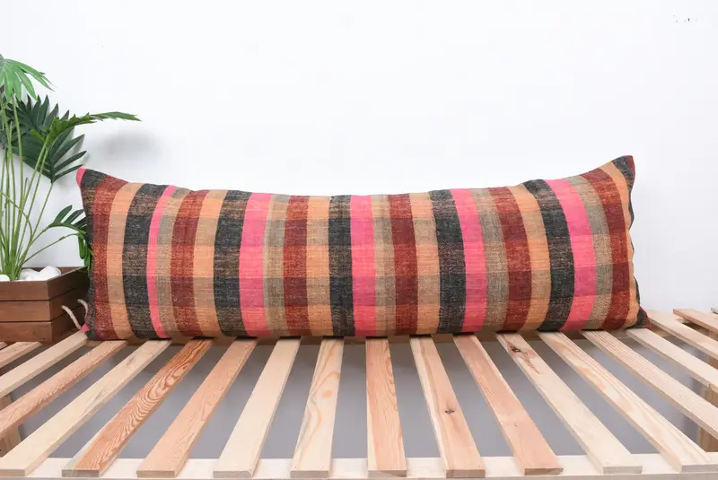 Interior Designer Pillow, 16x48 Pink Cushion Case, Armchair Cushion, Sofa Bolster Cushion Case, Boho Pillow, Kilim Pillow Cover, Cushion Cover - 1